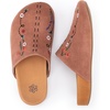 image:imageThe Sak Bolinas Clog  Womens Slip On Mule Shoes Cushioned ComfortTobacco Suede Whimsy Floral Embroidery