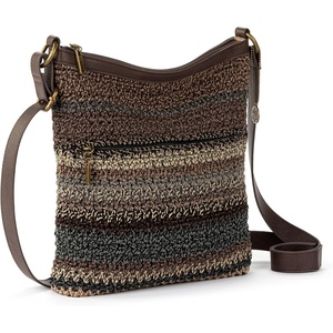 image:imageThe Sak Lucia Leather Crossbody Purse  Hand Crochet Womens Handbag for Everyday amp Travel  Cross Body Bag With Zipper