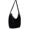 image:imageThe Sak Sequoia Leather Hobo Bag  Large Slouchy Shoulder Purse Zip PocketBlack Suede Blanket Stitch