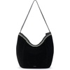 image:imageThe Sak Sequoia Leather Hobo Bag  Large Slouchy Shoulder Purse Zip PocketBlack Suede Blanket Stitch
