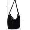 image:imageThe Sak Sequoia Leather Hobo Bag  Large Slouchy Shoulder Purse Zip PocketBlack Suede Blanket Stitch