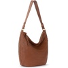 image:imageThe Sak Sequoia Leather Hobo Bag  Large Slouchy Shoulder Purse Zip PocketCognac Woven