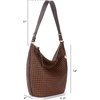 image:imageThe Sak Sequoia Leather Hobo Bag  Large Slouchy Shoulder Purse Zip PocketWoven Mahogany Cognac