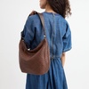 image:imageThe Sak Sequoia Leather Hobo Bag  Large Slouchy Shoulder Purse Zip PocketWoven Mahogany Cognac