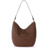 image:imageThe Sak Sequoia Leather Hobo Bag  Large Slouchy Shoulder Purse Zip PocketWoven Mahogany Cognac