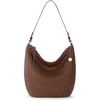 image:imageThe Sak Sequoia Leather Hobo Bag  Large Slouchy Shoulder Purse Zip PocketWoven Mahogany Cognac