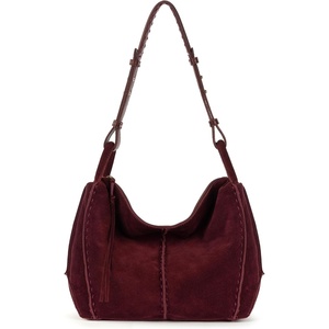 image:imageThe Sak Los Feliz Hobo Purse  Premium Large Leather Womens Handbag for Everyday amp Travel  Durable Purse With Zipper PocketBlack Cherry Suede