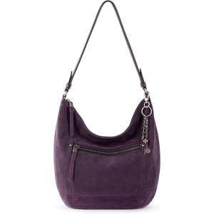 image:imageThe Sak Sequoia Leather Hobo Bag  Large Slouchy Shoulder Purse Zip PocketAubergine Suede