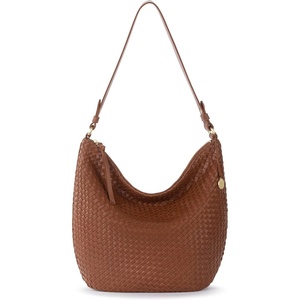 image:imageThe Sak Sequoia Leather Hobo Bag  Large Slouchy Shoulder Purse Zip PocketCognac Woven