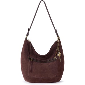image:imageThe Sak Sequoia Leather Hobo Bag  Large Slouchy Shoulder Purse Zip PocketMahogany Suede