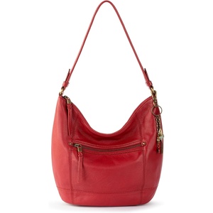 image:imageThe Sak Sequoia Leather Hobo Bag  Large Slouchy Shoulder Purse Zip PocketScarlet