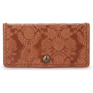image:imageThe Sak Mira Large Leather Wallet  Womens Wallet Snap ClosureTobacco Floral Emboss