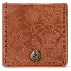 image:imageThe Sak Mira Small Leather Wallet  Womens Wallet Snap ClosureTobacco Floral Emboss